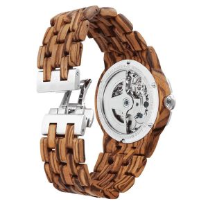 Men's Dual Wheel Automatic Zebra Wood Watch - 2019 Most Popular
