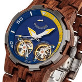 Men's Dual Wheel Automatic Kosso Wood Watch - 2019 Most Popular
