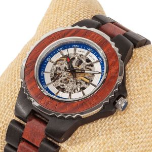 Men's Genuine Automatic Rose Ebony Wooden Watches No Battery Needed