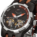 Men's Dual Wheel Automatic Ebony & Rosewood Watch